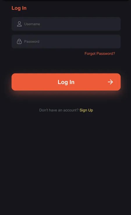 FreshBet login screen with username password fields and log in button